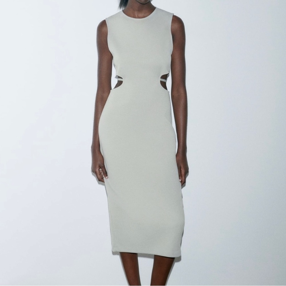 NWT Gray Zara midi bodycon cutout dress size S